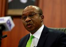 Nigeria's Central Bank Governor Godwin Emefiele briefs the media during the MPC meeting in Abuja, Nigeria, January 24, 2020. PHOTO BY REUTERS/Afolabi Sotunde