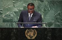 Namibia's President Hage Geingob addresses the 73rd session of the United Nations General Assembly at U.N. headquarters in New York, U.S., September 26, 2018. PHOTO BY REUTERS/Carlo Allegri