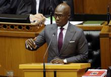 Malusi Gigaba addresses Parliament in Cape Town, South Africa, February 21, 2018. PHOTO BY REUTERS/Mike Hutchings