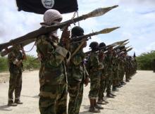 Al Shabaab militants parade new recruits after arriving in Mogadishufrom their training camp south of the capital, October 21, 2010. PHOTO BY REUTERS/Feisal Omar