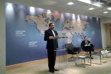 Iran's Deputy Foreign Minister Abbas Araqchi speaking at the Chatham House think tank in London, Britain, February 22, 2018. PHOTO BY REUTERS/Bozorgmehr Sharafedin