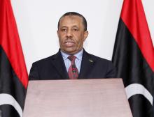 Libya's acting prime minister Abdallah al-Thinni speaks during a news conference in Tripoli