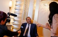 Libya's Prime Minister Abdullah al-Thinni speaks to reporters in Abu Dhabi