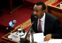 Ethiopia's newly elected Prime Minister Abiy Ahmed addresses the members of parliament inside the House of Peoples' Representatives in Addis Ababa, Ethiopia, April 19, 2018. PHOTO BY REUTERS/Tiksa Negeri