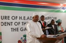 The swearing in ceremony at the inauguration of Gambia President Adama Barrow at the Gambian embassy in Dakar, Senegal January 19, 2017 is seen in this handout photo provided by Office of the Senegal Presidency. PHOTO BY REUTERS