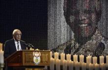 Ahmed Kathrada, close friend of former South African President Nelson Mandela, speaks during Mandela's funeral ceremony in Qunu, December 15, 2013. PHOTO BY REUTERS/Odd Andersen