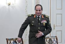 Egyptian Army chief Field Marshal Abdel Fattah al-Sisi arrives for a meeting with Russian President Vladimir Putin at the Novo-Ogaryovo state residence outside Moscow