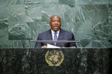 Gabon's President Ali Bongo Ondimba addresses attendees during the 70th session of the United Nations General Assembly at the U.N. headquarters in New York, September 28, 2015. PHOTO BY REUTERS/Eduardo Munoz