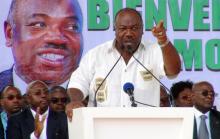 Gabon's incumbent President Ali Bongo Ondimba speaks ahead of the August 27 election at a campaign rally in Libreville, Gabon, July 29, 2016. PHOTO BY REUTERS/Stringer