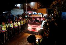 An ambulance carrying the remains of an executed prisoner leaves the port of the prison island of Nusa Kambangan island, in Cilacap, Central Java, Indonesia, July 29, 2016. PHOTO BY REUTERS/Darren Whiteside