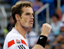 Andy Murray of Britain celebrates a point against Leonardo Mayer of Argentina at the U.S. Open