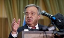 U.N. Secretary general Antonio Guterres addresses a news conference after his meeting with Somali President Mohamed Abdullahi Mohamed in Somalia's capital Mogadishu March 7, 2017. PHOTO BY REUTERS/Feisal Omar