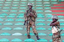 Members of Gambia's Army forces are seen in a statdium in Banjul, Gambia December 5, 2016. PHOTO BY REUTERS/ Thierry Gouegnon