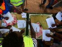 Election workers start the counting of ballots during the second round of Guinea Bissau's presidential election in Bissau, Guinea-Bissau, December 29, 2019. PHOTO BY REUTERS/Christophe Van Der Perre