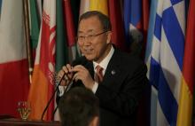 United Nations Secretary General Ban Ki-moon attends a luncheon for leaders at the 69th United Nations General Assembly at U.N. Headquarters in New York