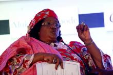 Former Malawian President Joyce Banda speaks at a conference on women in development programmes in Lagos, Nigeria, July 28, 2016. PHOTO BY REUTERS/Akintunde Akinleye