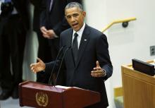 U.S. President Barack Obama speaks at the United Nations meeting on the Ebola outbreak in New York