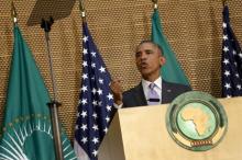 U.S. President Barack Obama delivers remarks at the African Union in Addis Ababa, Ethiopia, July 28, 2015. PHOTO BY REUTERS/Jonathan Ernst