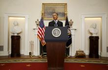 U.S. President Barack Obama delivers a statement on Iran at the White House in Washington, January 17, 2016. PHOTO BY REUTERS/Yuri Gripas