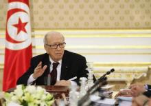 Tunisia's President Beji Caid Essebsi attends a meeting of the new government in Tunis, February 18, 2015. PHOTO BY REUTERS/Zoubeir Souissi