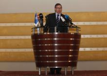 United Nations (U.N.) Special Representative for Libya Bernardino Leon speaks during a news conference in Tripoli
