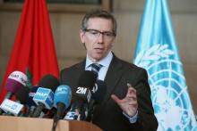 U.N. Special Representative and Head of the United Nations Support Mission in Libya, Bernardino Leon holds a news conference on Libya's reconciliation process at the es-Sahirat region of Rabat, March 20, 2015. PHOTO BY REUTERS/Stringer