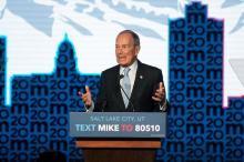 Democratic presidential candidate Mike Bloomberg holds a campaign rally in Salt Lake City, Utah, U.S., February 20, 2020. PHOTO BY REUTERS/Ed Kosmicki