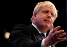 Britain's Foreign Secretary Boris Johnson addresses the Conservative Party conference in Manchester, October 3, 2017. PHOTO BY REUTERS/Phil Noble