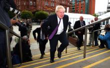 Britain's Foreign Secretary Boris Johnson arrives at the Conservative Party conference in Manchester, October 4, 2017. PHOTO BY REUTERS/Hannah McKay