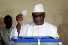 Ibrahim Boubacar Keita, President of Mali and candidate for Rally for Mali party (RPM), casts his vote at a polling station during a run-off presidential election in Bamako, Mali, August 12, 2018. PHOTO BY REUTERS/Luc Gnago