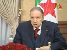 Algeria's President Abdelaziz Bouteflika looks on during a meeting with army Chief of Staff Lieutenant General Gaid Salah in Algiers, Algeria, in this handout still image taken from a TV footage released on March 11, 2019. PHOTO BY REUTERS/Algerian TV 
