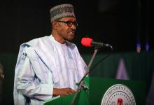 Nigeria's President Muhammadu Buhari speaks after collecting his certificate from the electoral commission following the poll win in Abuja, Nigeria, February 27, 2019. PHOTO BY REUTERS/Stringer