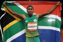 Caster Semenya of South Africa celebrates victory. PHOTO BY REUTERS/Athit Perawongmetha