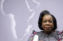 Central African Republic's interim President Catherine Samba-Panza holds a news conference during an European Union (EU)-Africa summit in Brussels, April 3, 2014. PHOTO BY REUTERS/Francois Lenoir