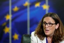 European Trade Commissioner Cecilia Malmstrom speaks during an interview with Reuters at the EU Commission headquarters in Brussels, Belgium, July 20, 2017. PHOTO BY REUTERS/Francois Lenoir