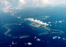 An undated file photo shows Diego Garcia, the largest island in the Chagos archipelago and site of a major United States military base in the middle of the Indian Ocean leased from Britain in 1966. PHOTO BY REUTERS/HO/U.S. Navy