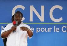 Charles Konan Banny of the ruling coalition of RHDP and president of the opposition National Coalition for Change (CNC) speaks during a rally in Yopougon district, Abidjan, October 7, 2015. PHOTO BY REUTERS/Thierry Gouegnon