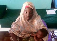 Undated picture released May 18, 2016 by Nigeria army of rescued Chibok schoolgirl and her baby in Maiduguri, Nigeria. PHOTO BY REUTERS/Nigeria Military