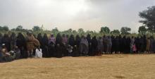 A group of 82 Chibok girls, who were held captive for three years by Islamist militants, wait to be released in exchange for several militant commanders, near Kumshe, Nigeria, May 6, 2017. PHOTO BY REUTERS/Zanah Mustapha