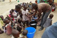 Children rescued from Boko Haram in Sambisa forest wash their hands at the Malkohi camp for Internally Displaced People in Yola, Adamawa State, Nigeria, May 3, 2015. PHOTO BY REUTERS/Afolabi Sotunde 