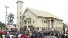 A still image taken from a video uploaded by CHANNELS TV on August 6, 2017, shows St. Philips Catholic Church in Anambra, Nigeria. PHOTO BY REUTERS/CHANNELS TV 