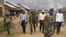 Congolese leaders of the M23 rebels are escorted in Bunagana, in eastern Democratic Republic of Congo