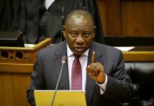 South African President Cyril Ramaphosa speaks in parliament in Cape Town, South Africa, February 20, 2018. PHOTO BY REUTERS/Sumaya Hisham