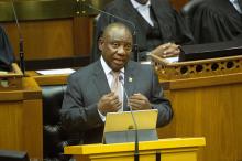 South African President Cyril Ramaphosa delivers his State of the Nation address at Parliament in Cape Town, South Africa, February 7, 2019. PHOTO BY REUTERS/Rodger Bosch/Pool 