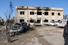 A general view shows the damage at the scene of an explosion at the Police Training Centre in the town of Zliten, Libya, January 7, 2016. PHOTO BY REUTERS/Stringer