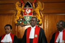 Kenya's Supreme Court judge chief justice David Maraga (C) presides before delivering the ruling making last month's presidential election in which Uhuru Kenyatta's win was declared invalid in Nairobi, Kenya, September 1, 2017. PHOTO BY REUTERS/Baz Ratner