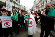People protest against President Abdelaziz Bouteflika, in Algiers, Algeria, March 8, 2019. PHOTO BY REUTERS/Zohra Bensemra