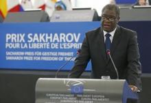 Congolese gynaecologist Denis Mukwege delivers a speech during an award ceremony to receive his 2014 Sakharov Prize at the European Parliament in Strasbourg, November 26, 2014. PHOTO BY REUTERS/Vincent Kessler