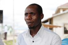 Former militant Ebi John reacts during an interview with Reuters outside his home in Yenagoa, in Nigeria's Delta region May 18, 2016.REUTERS/Akintunde Akinleye