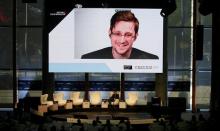 Edward Snowden speaks via video link during the Estoril Conferences - Global Challenges, Local Answers in Estoril, Portugal, May 30, 2017. PHOTO BY REUTERS/Rafael Marchante